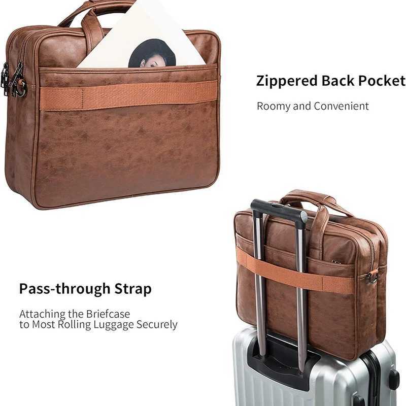 Mens Business Briefcase Multifunction 16 Inch Laptop Bag PU Retro Messenger Shoulder Pack Large Capacity Office Crossbody BagsT251125