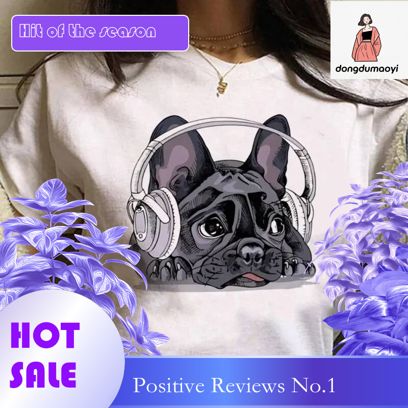 Dongdumaoyi French Sunglasses Plus Bulldog T Shirt Fashion Women S Pattern Japanese Clothing Top Fun Harajuku