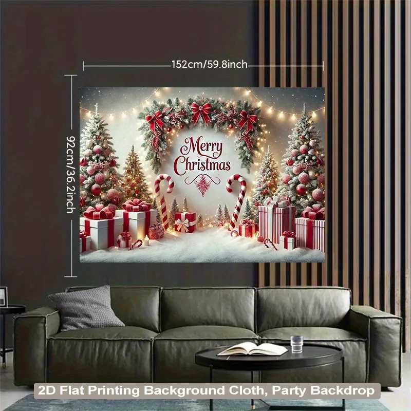 VIKAMA Elegant Christmas Tree Wall Tapestry Living Room Bedroom Office Winter Wonderland Festival Wall Decoration TapestryM251125