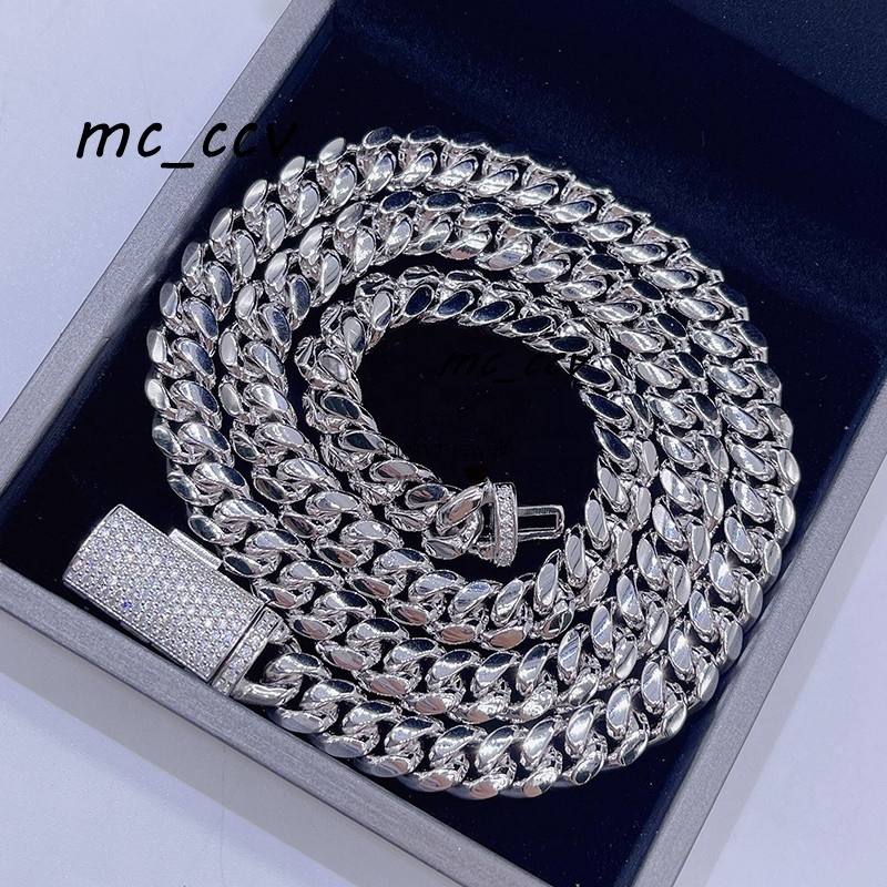 Droipshipping Ready to Ship Moissanite Clasp Lock Miami Thick 8MM Silver Cuban Chain