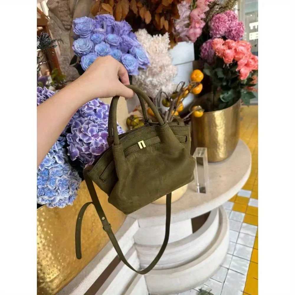 Niche Design Internet Celebrity AKI Also Matte suede Portable Shoulder Messenger Wrap Leather Buckle Small Bag New W250425