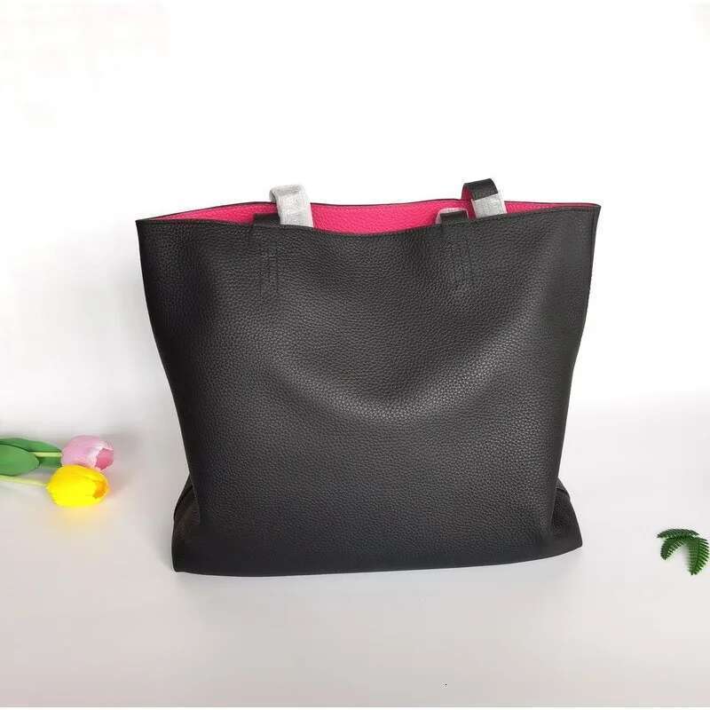Designer Bag VOAETEC First-Layer Cowhide Tote Double-Sided Real Leather Shopping Women's Vintage Casual Versatile Portable Bag