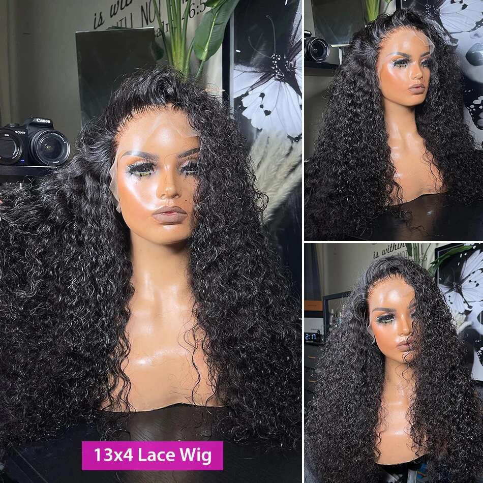 13X4 Jerry Front Deep Kinky Curly Human Hair Wigs Brazilian 4X4 HD Transparent Lace Frontal Closure Wig For Women