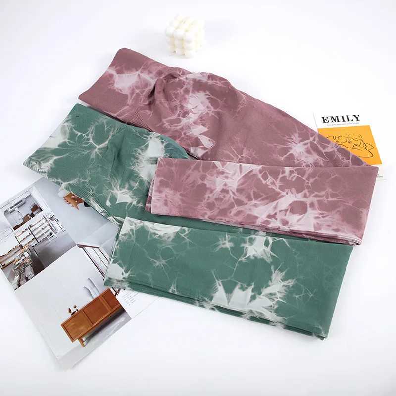CHREISURE Tie Dye Yoga Pants Womens Seamless Sports Tight Waist Hip Lifting Training Tight Elastic Gym Activity ClothingC250425