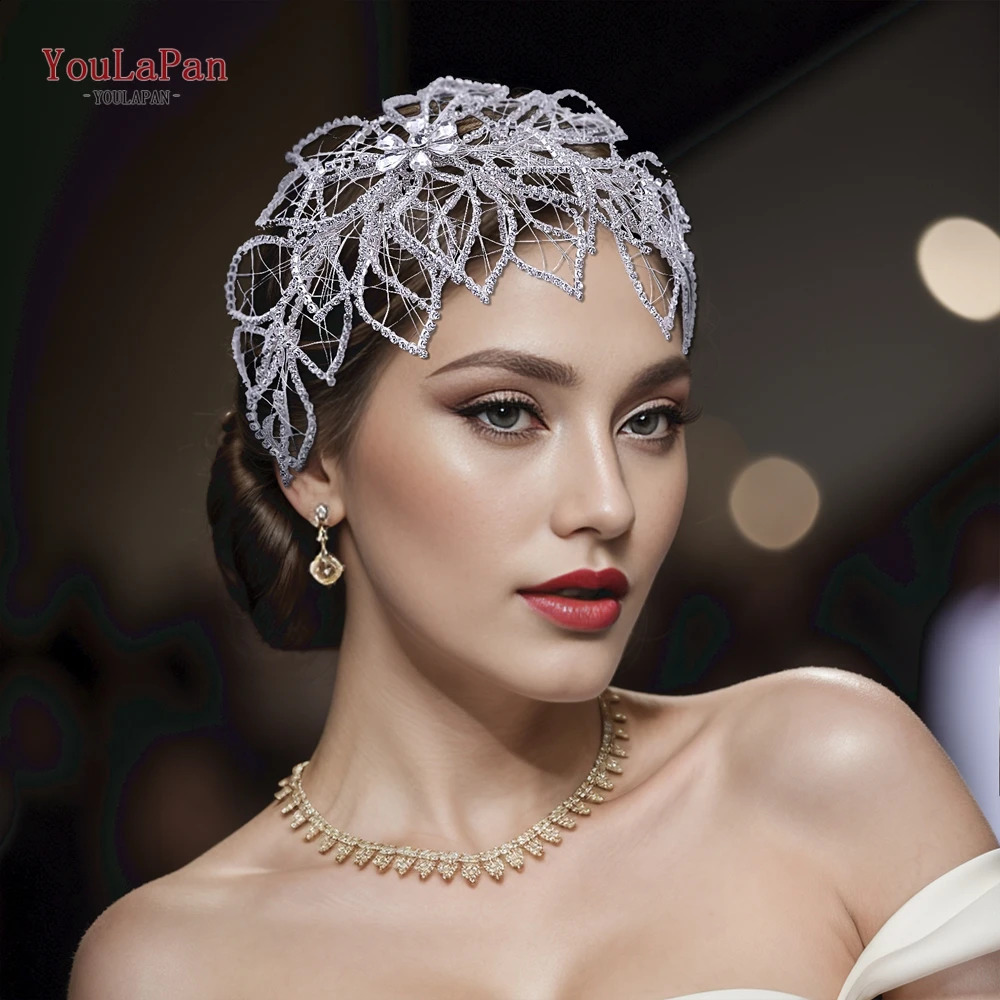 YouLaPan Bridal Headpiece for Weddings Hair Accessories Rhinestone Leaf Woman Headdresss Brides Hair Ornaments Headband HP256A 250420