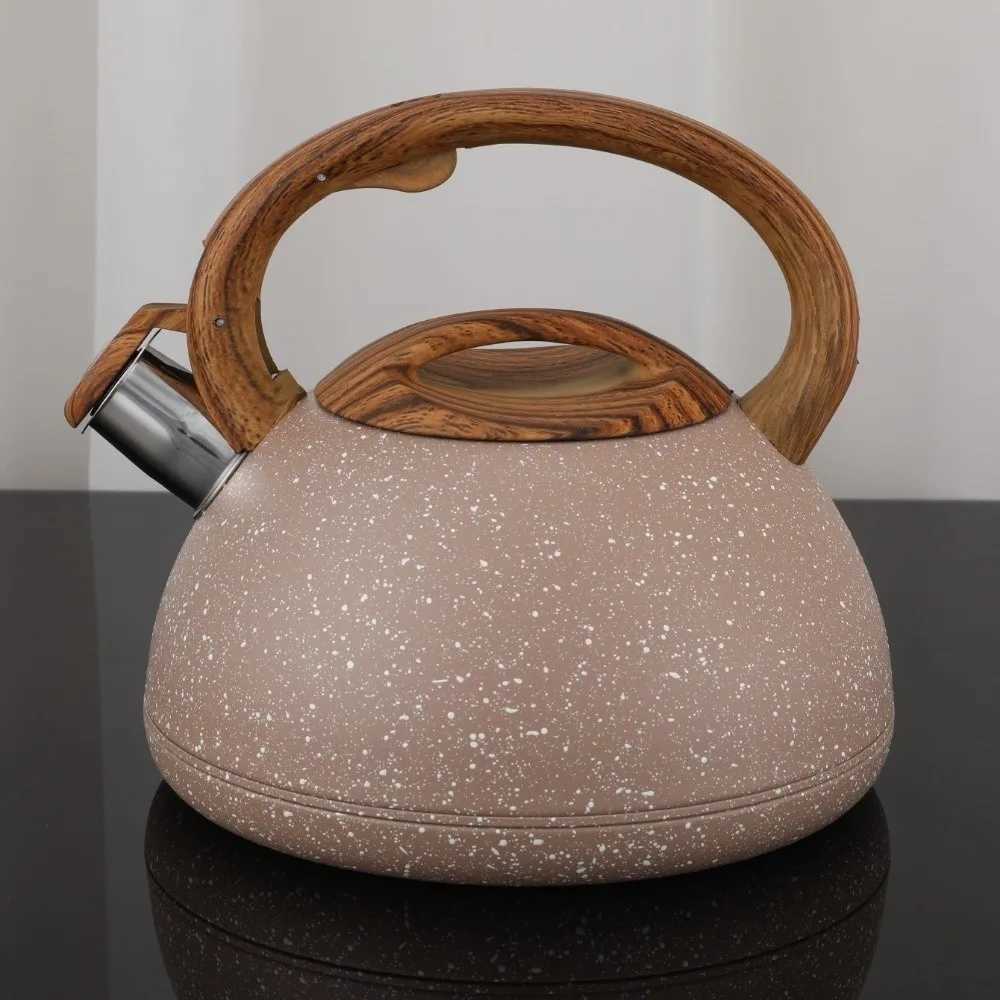 Stainless Steel Whistling Kettle Wooden Handle Portable Gas Induction Cooker Kettle 3L Kitchenware Teapot Water Kettle Kitchen C251125