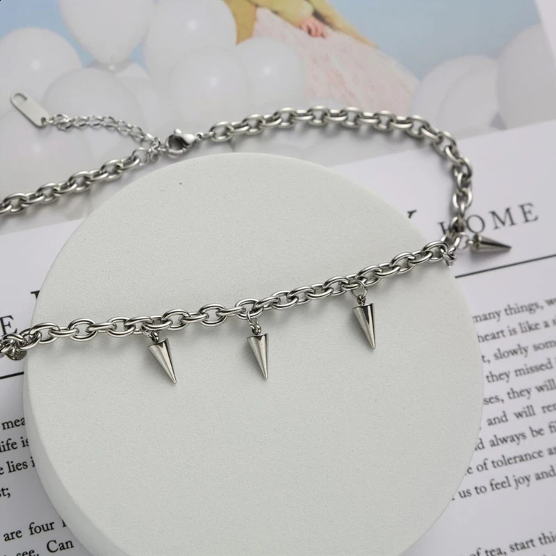 Stainless steel punk rivet chain necklace mens punk goth necklace spiky necklace rock statement jewelry gift 250422