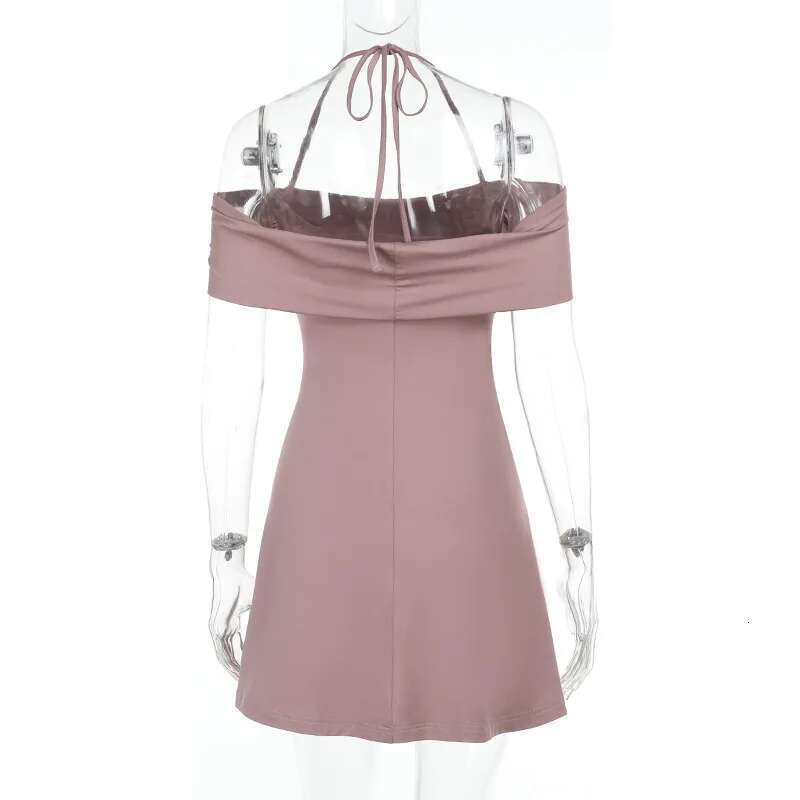 Dongdumaoyi Townlike Waist Wrap A Line Dress Women Halter Mini Spring Summer Ruffles Off Shoulder Backless Sexy Party Dresses