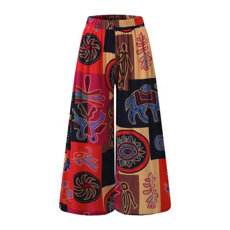 Ethnic style wide leg Trouser womens yoga harem pants Gypsy hippie Thai Bohemian court pants pleated waist Aladdin womens pantsC250425