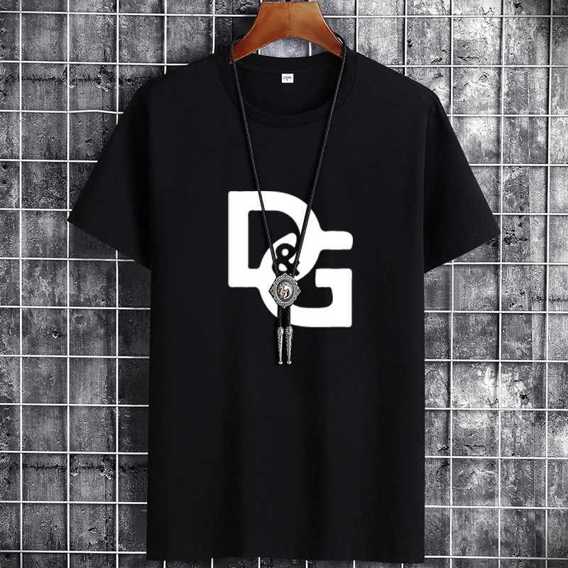 Fashionable mens luxury T-shirt 100% pure cotton mens summer casual short sleeved round neck T-shirt mens fashionable plain weave sports top W250425