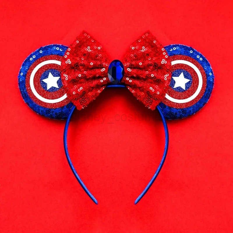 Disney Marvel Superhero Ears Spider Man Headband Women Avengers Headband Iron Man Captain Americas Shield Hair Accessories Girl X250425