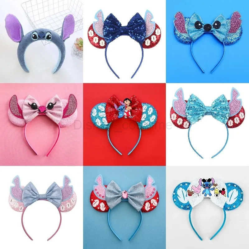Disneymini Mouse Ear Headband Female Cute Mickey Mouse Hair Girl Shining Bow Elastic Hair Accessories Childrens Role Play X250425