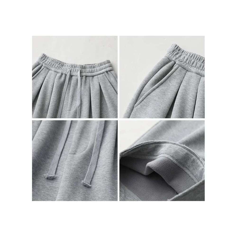 CHIC VEN Women Pants New Elastic Waist Drawstring Sports Loose Female Trousers Plush Full Long Thick Pant Autumn Winter 2024
