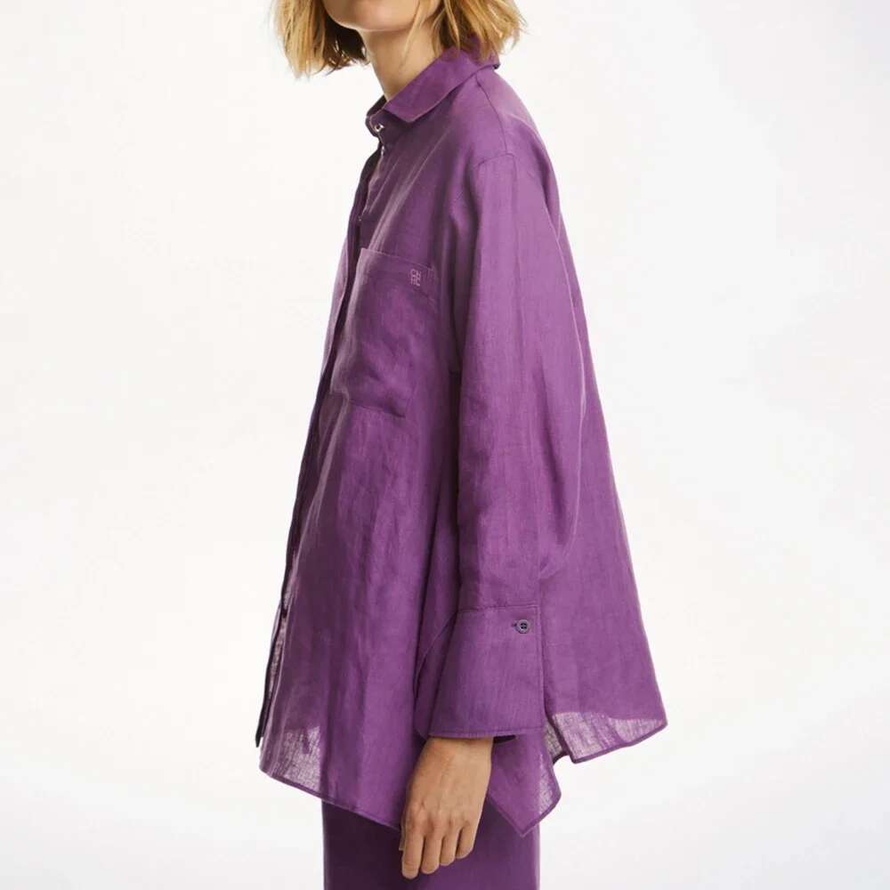 CHCH Women's Shirts Vintage Loose Shirts Fashion Lady Tops Classic Embroidery Solid Color Long Sleeves Casual Women Clothes