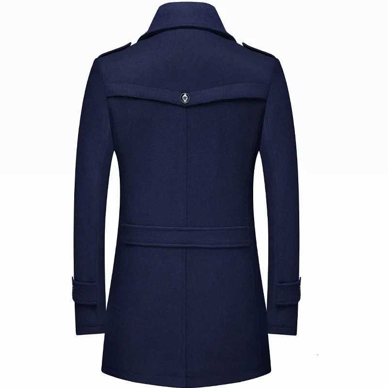 LIBIELIY 2024 Winter Men Wool Coats Fashion Middle Long Scarf Collar Cotton-Padded Thick Warm Woolen Coat Male Trench Coat OvercT251125