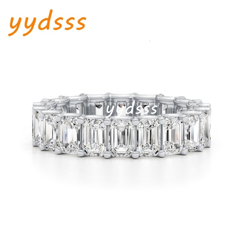 18K White Real Gold 5*3.5MM Emerald Cut Full Prong Set Stackable Ring For Women Lab Grown Diamond VCD Women Gold Engagemet Ring