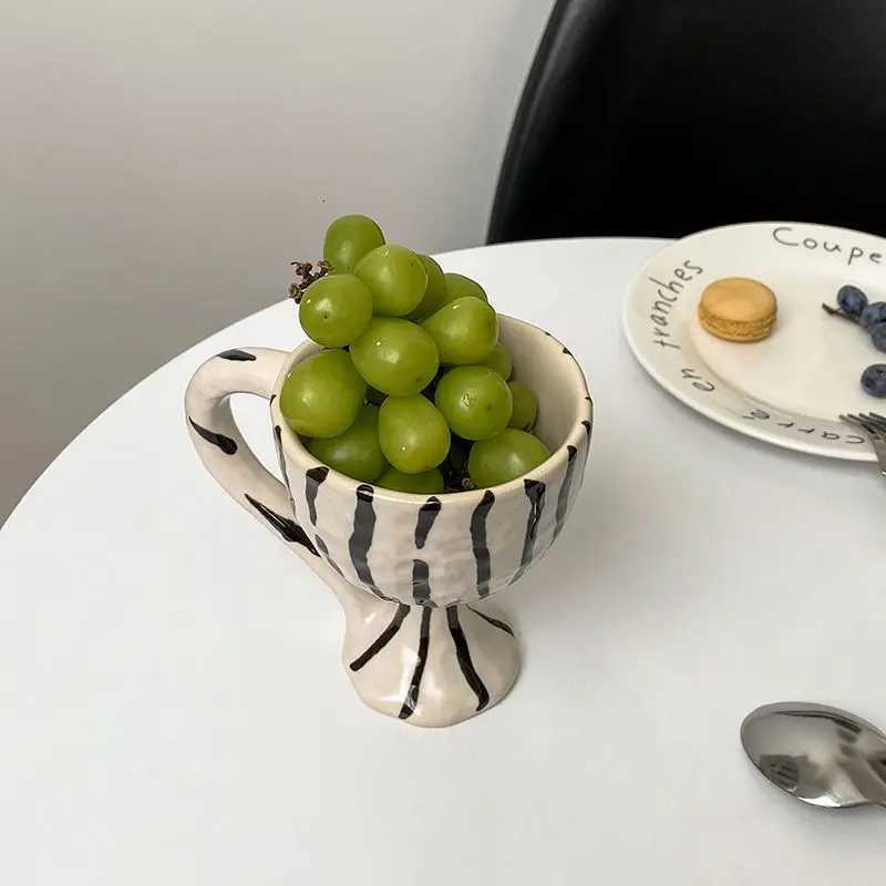 Handheld Irregular Shaped Cup Leopard Pattern High Foot Champagne Grape Red Wine Juice Couple Cup Home Birthday Gift Y251125