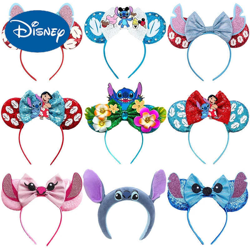 Disney Mickey Mouse Earbands Headbands Womens Childrens Party Hair Accessories Lilo Stitching Girls Headbands Shining Bow Hair X250425