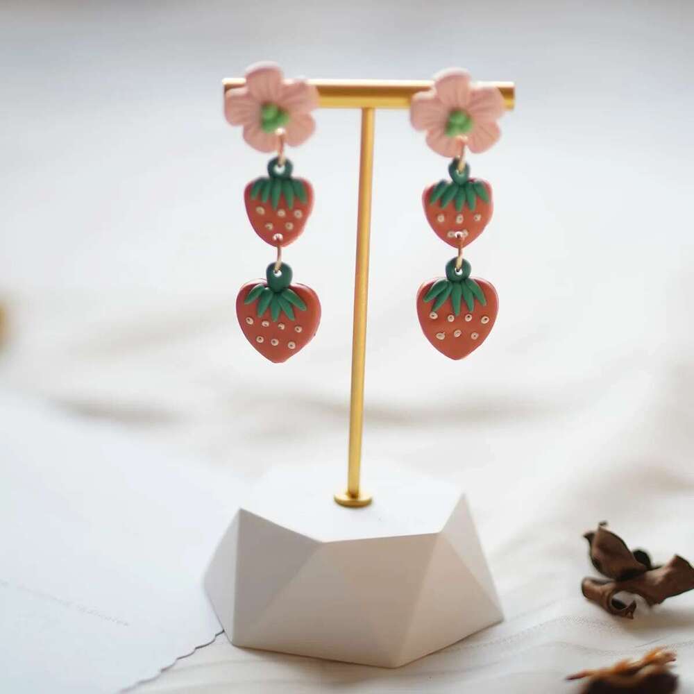 Trendy Fashion Cute Flower Fruit Dangle Handmade Polymer Clay Earrings For Women's Accessories Layer Drop Jewelry Gifts Summer