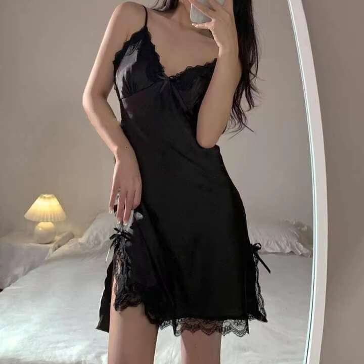 Strap Pama Women's Lace Pure Desire Wind Summer Ice Silk Thin Style Sexy Hot Sleeping Skirt