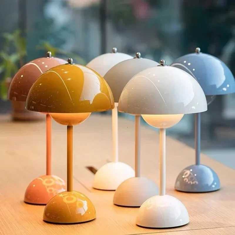 Danish rechargeable flower bud table lamp creamy style girl bedroom light luxury bedside light night light decoration lampM251125