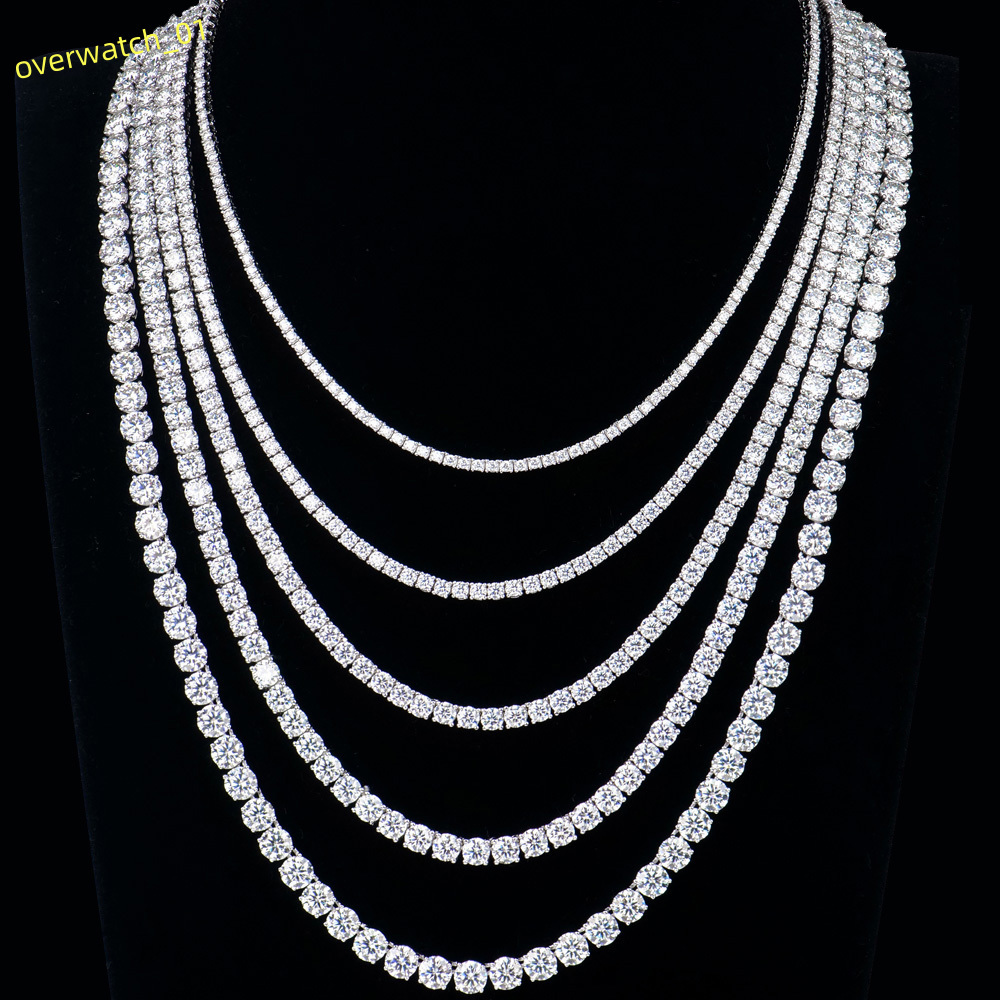 Fine Jewelry 2-6mm Hip Hop Men 925 Sterling Silver Ice Out Vvs Mossanite Moissanite Diamond Tennis Necklace Chain for Women Men