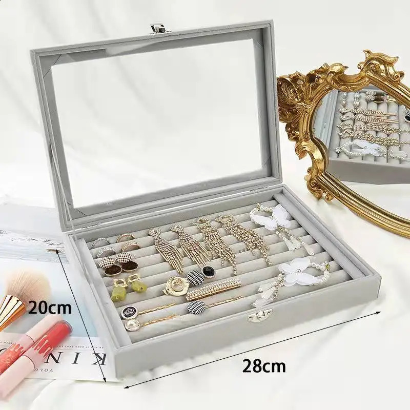 Velvet Rrings Box Jewelry Display Casket Storage Organizer Ring Earrings Box Case Jewelry Box 250424
