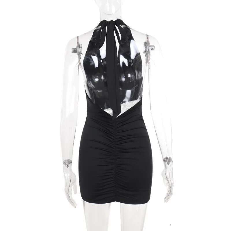 Dongdumaoyi Townlike Meh Patchwork Nightclub Sexy Party Dress Women Halter Mini Spring Summer Backless Slim Bodycon Dresses
