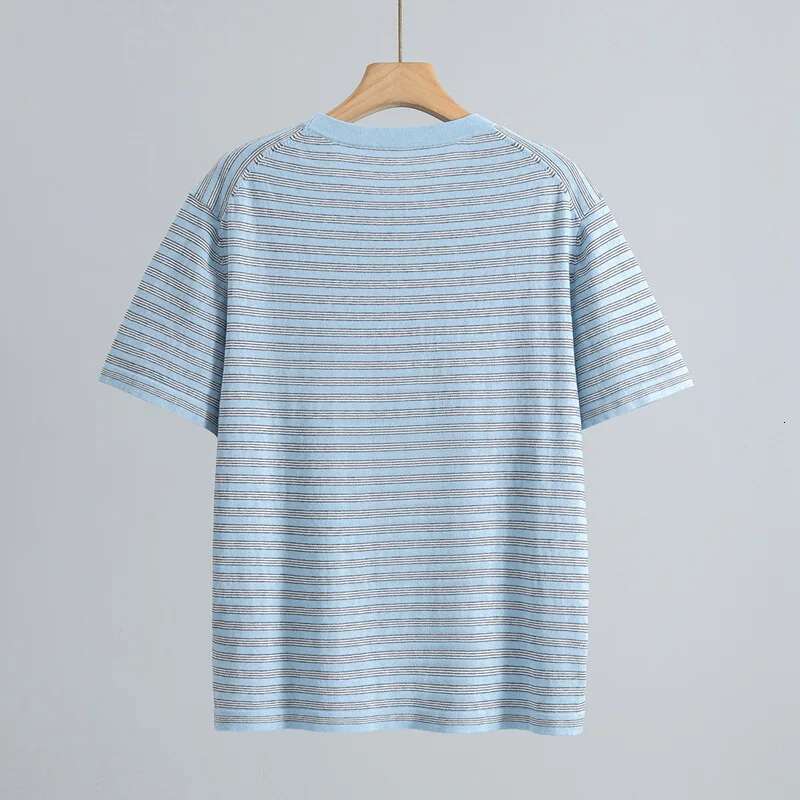 2025 New Classic Sailor Shirt Cashmere Cotton Blended Round Neck Pullover Loose Lazy Short Sleeve Top