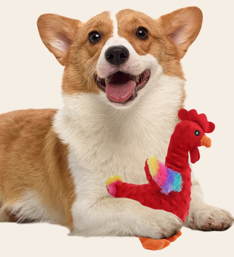 Pet Supplies Crinkle Dog Toy for Small, Medium, and Large Breeds, Cute Stuffing Rooster with Soft Squeaker, Fun for Indoor Small Dogs and Pups, No Mes