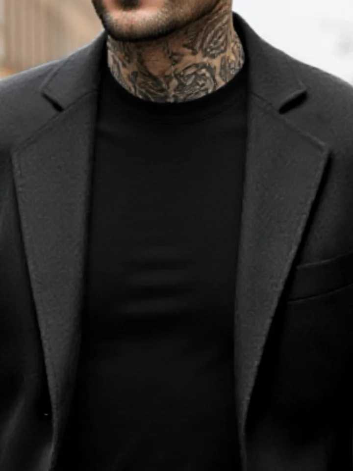 Mens Fashion Thickened Wool Coat for Winter Single-Breasted Design with Premium Warm Texture Trendy Style and SophisticationT251125