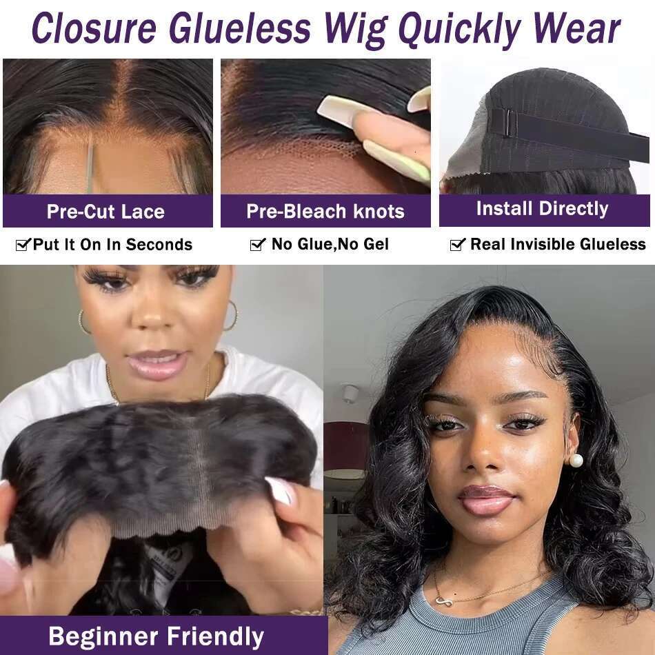 14 Inch Human Hair 200 Density 5X5 Closure Short Body Wave Bob Wig 13X6 Hd Frontal 13X4 Lace Front Wigs
