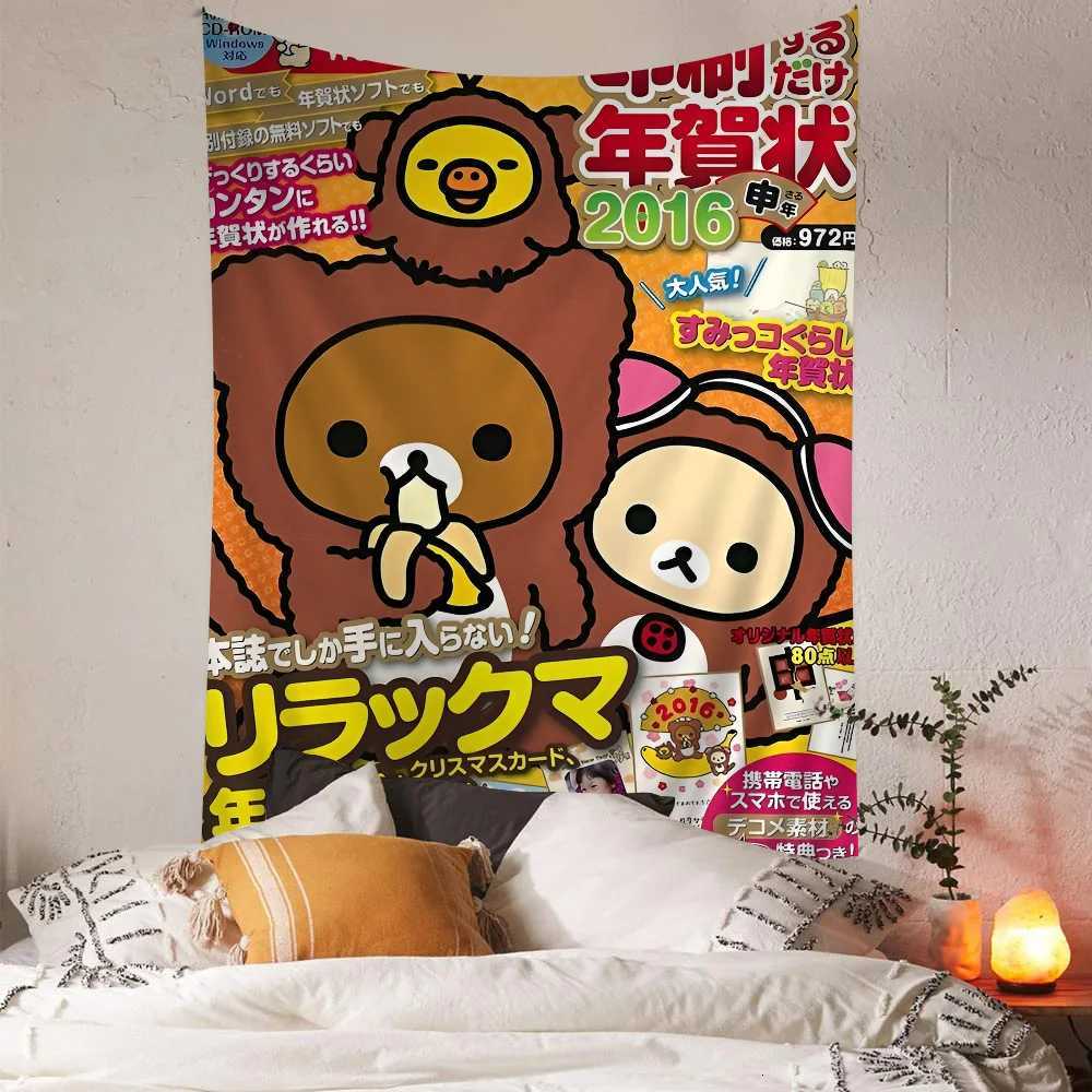 Japan Anime Cute Cartoon Rilakkuma Bohemian Tapestry Cheap Hippie Wall Hanging Bohemian Wall Tapestries Hanging Home DecorM251125