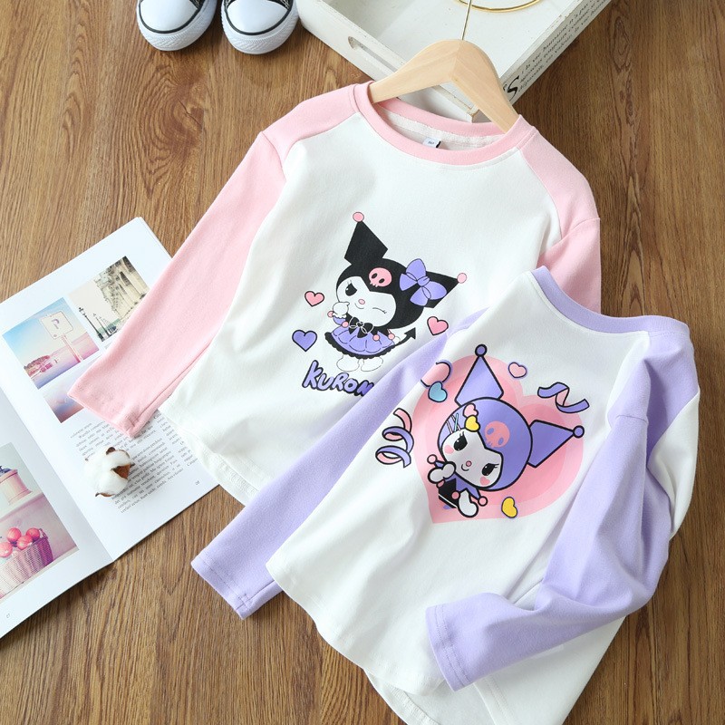 DISNEY Baby designer clothes Girls' clothes baby girl cartoon print T-shirt long sleeves children's round neck top.