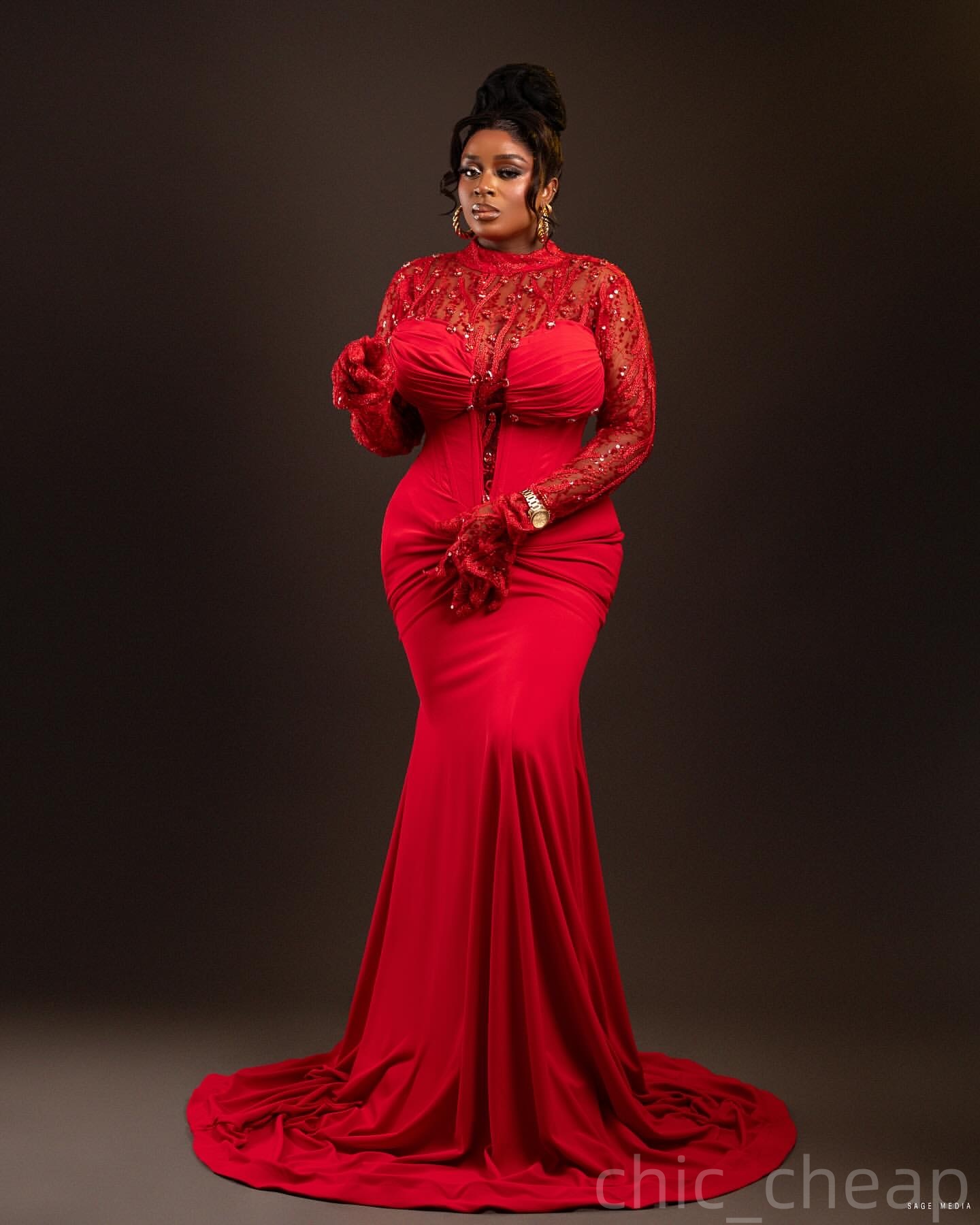 Red Mermaid Plus Size Prom Dresses 2025 Lace Crystals Beaded Satin Evening Formal Party Second Birthday Engagement Gowns Dress For Special Occasions Z