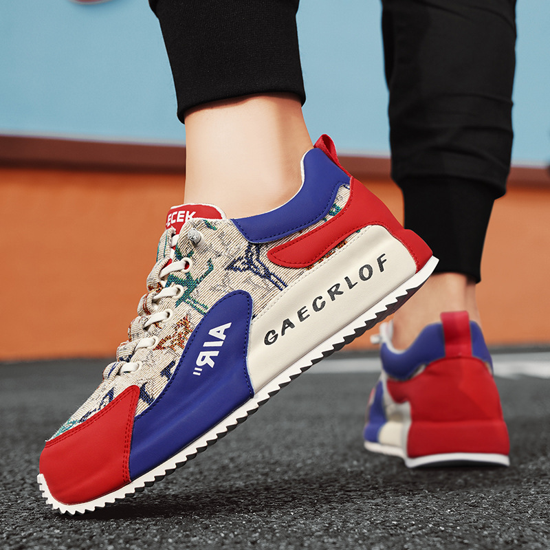 Fashionable men's shoes new design men's casual sports shoes thick sole height increasing retro color blocking trend running shoes