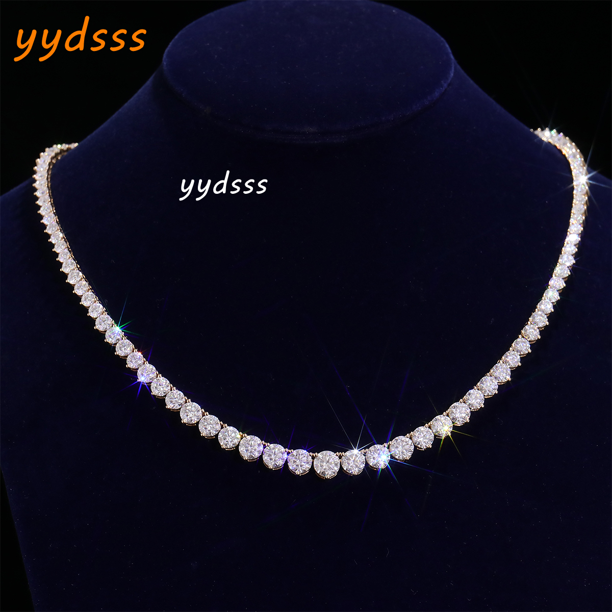 Men Chain Necklace Ice Chain for Nen 4K Yellow Gold Tennis Chain Moissanite Unisex Hip Hop Style Party Daily Wear Customization