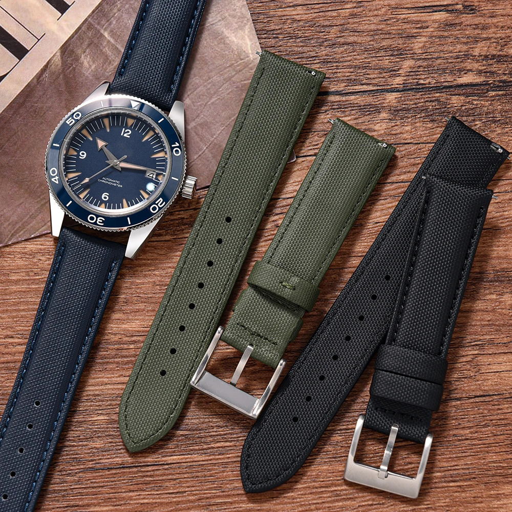 Style Two-Sided n Quality Sailcloth Watch Strap 20mm 22mm Quick Release Waterproof Leather Wristband Smart Watch Bands 250425