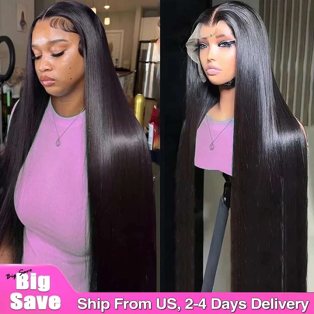 250% 40Inch Front Wigs 13X6 HD Lace Frontal 13X4 Bone Straight Human Hair Wig Pre Plucked For Women