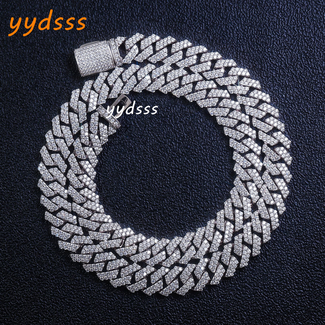 Wholesale 15 12 10 8 6mm Gold Plated Solid 925 Sterling Silver Miami Cuban Link Necklace Premium Moissanite Cuban Chain for Men