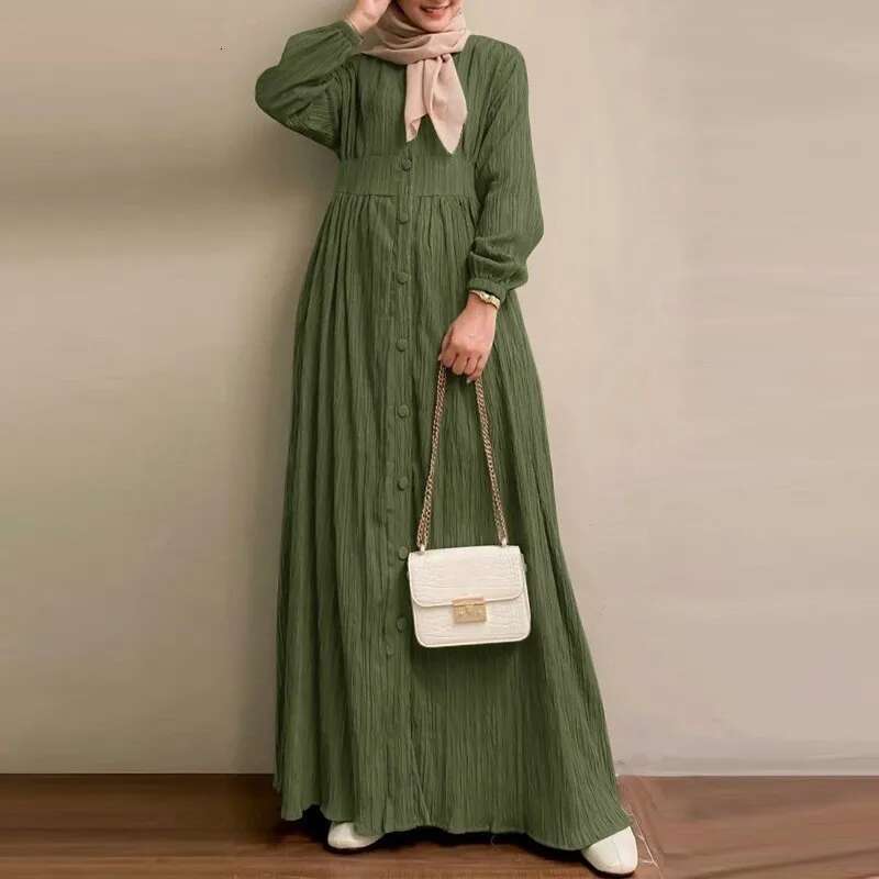 Dongdumaoyi Muslim Women S Vintage Long Sleeve Solid Color Abaya Spring And Autumn New Elegant Vest Dress Robe W
