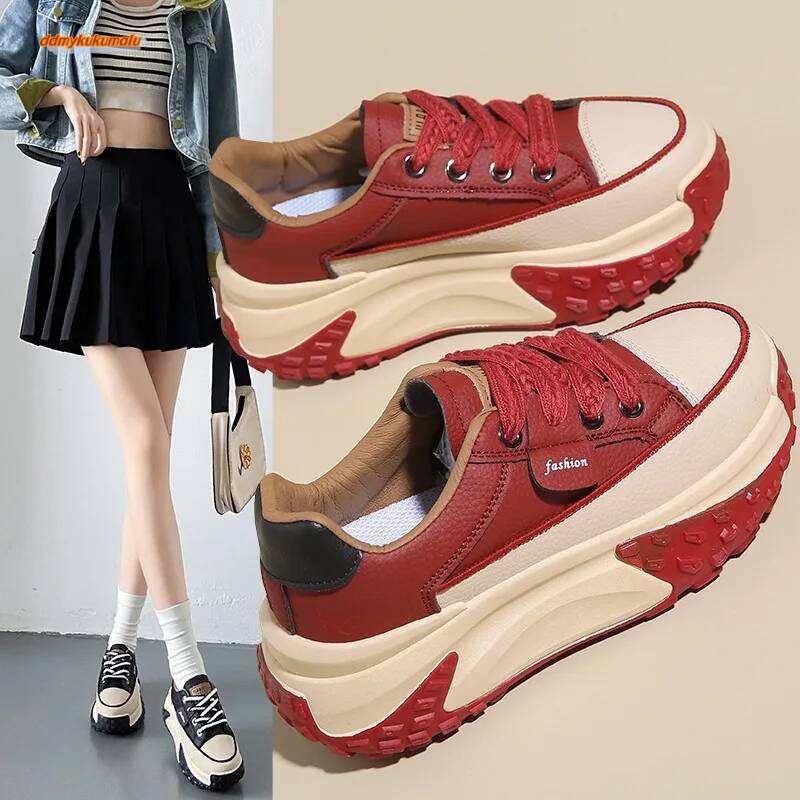 Thick Soled Women's Dad Fashionable Casual Single Vulcanized Shoes ddmykukumalu