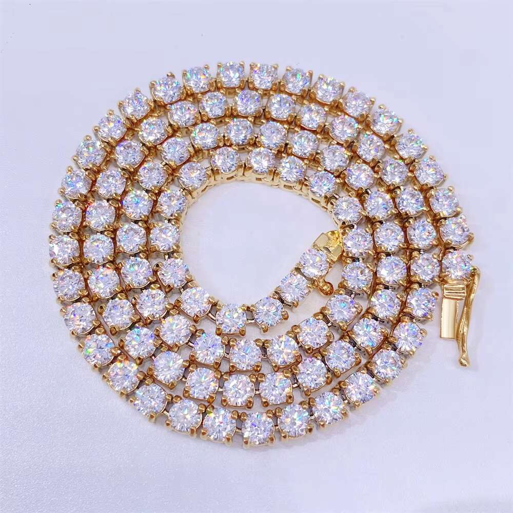 Wholesale Hip Hop 316L Stainless Steel Iced Out Moissanite Diamond Tennis Necklace Chain
