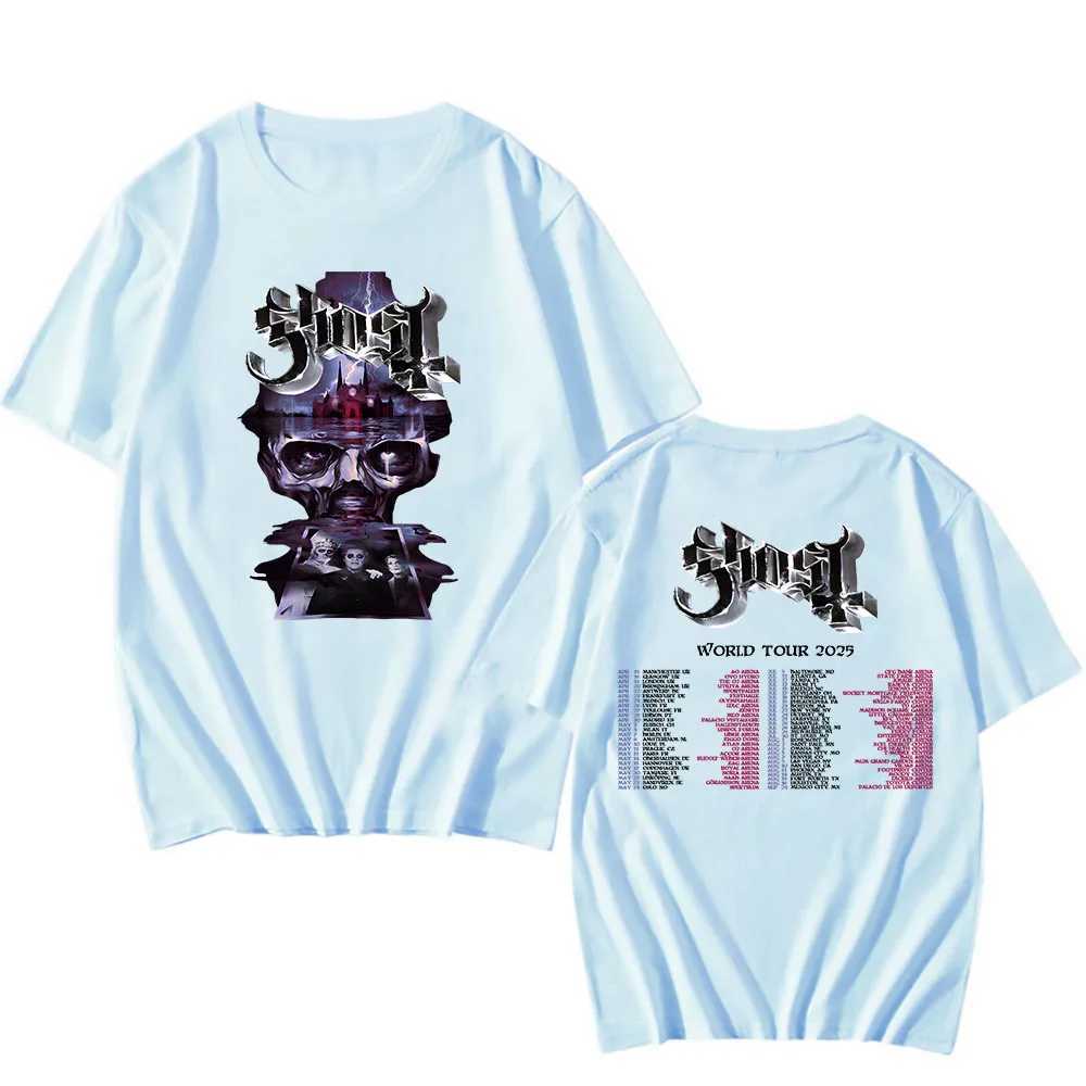 Ghost World Tour 2025 Cotton Soft Short Sleeve O-Neck T-shirt Camisas De Hombre Hip Hop Street Clothing Heavy Heart T-shirt W250425