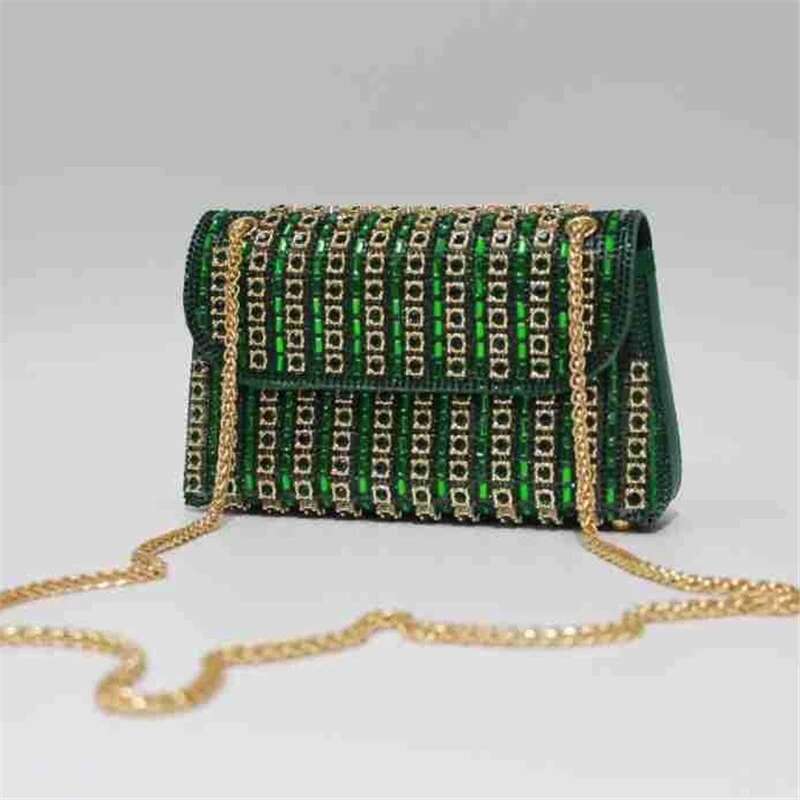 Spring and summer new color crystal banquet dress clutch one-shoulder cross-body chain armpit customized women's bag