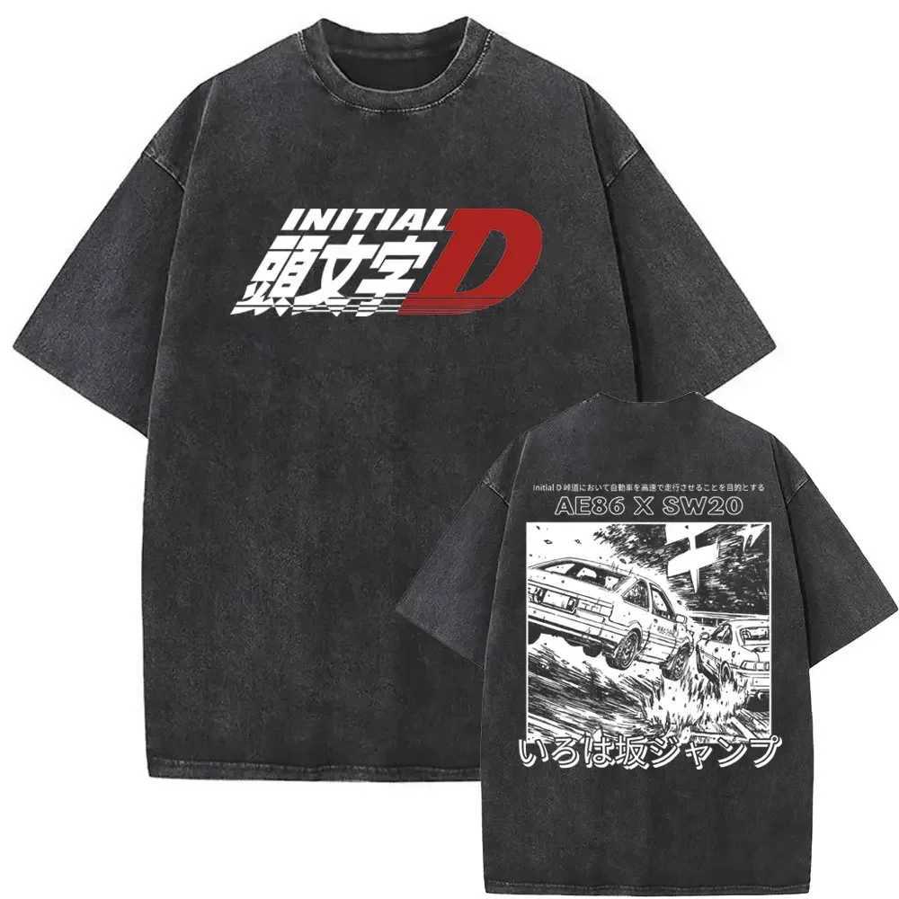 Washed Vintage Men Women Anime Initial D Fujiwara Takumi Graphic Print T-shirt Mens Manga Casual T-shirt Mens Extra Large T-shirt W250425
