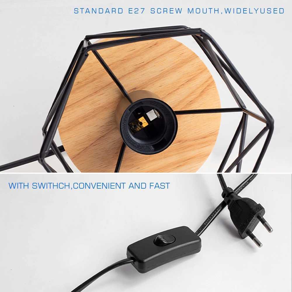 Retro Wood Table Lamp For Bedroom E27 Modern Indoor Art Desktop Decor Light Living Room Decoration Lamp Base With Switch EU PlugM251125