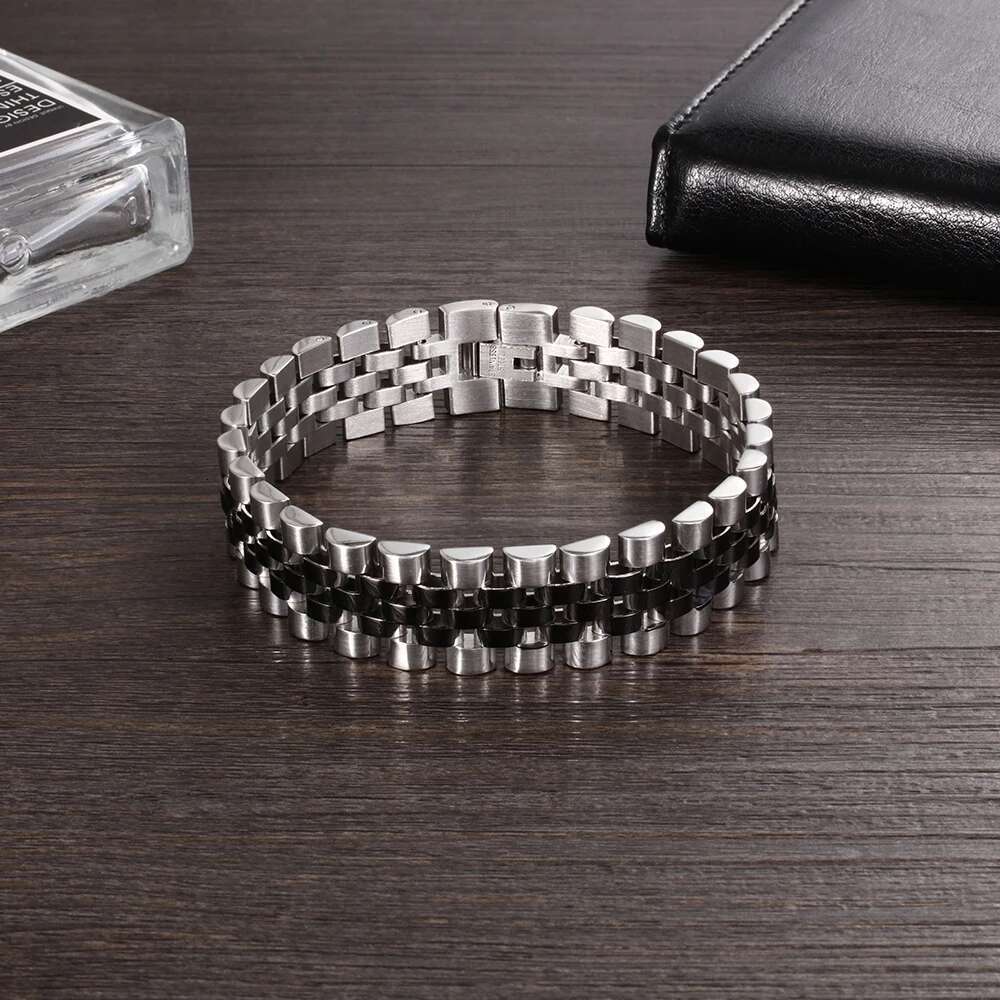 Gold Color Stainless Steel Bracelet 200mm Wristband Men Jewelry Bracelets Bangles Gift for Him (JewelOra BA101608)