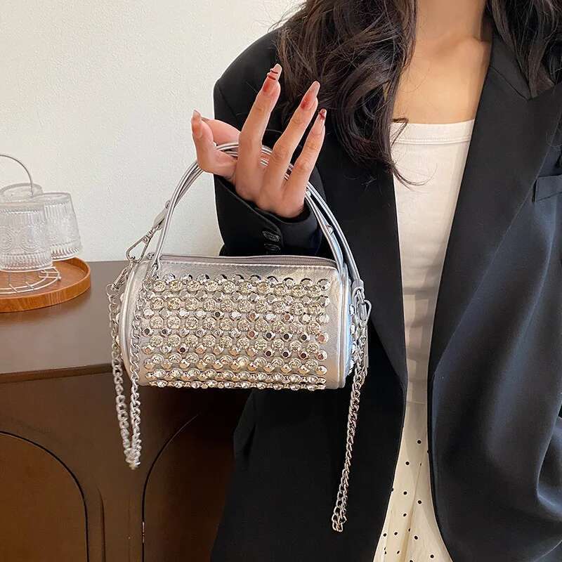 New Women's Cylinder Handmade Water Dia Versatile One Shoulder Crossbody Pillow Bag