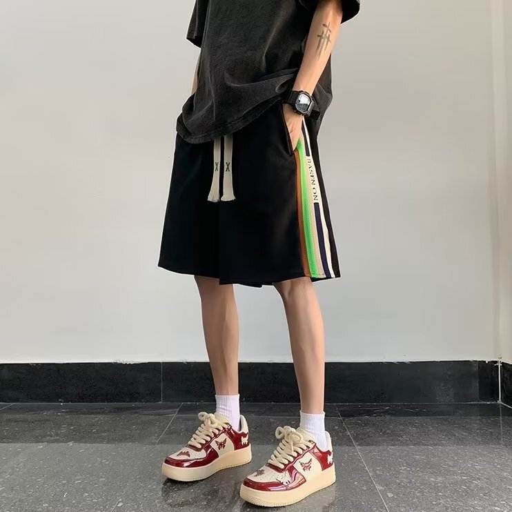 Shorts men's summer thin American sports beach pants, high street trendy brand loose casual breathable five quarter pants
